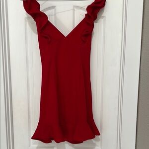 Hello Molly Red Ruffle Midi Dress